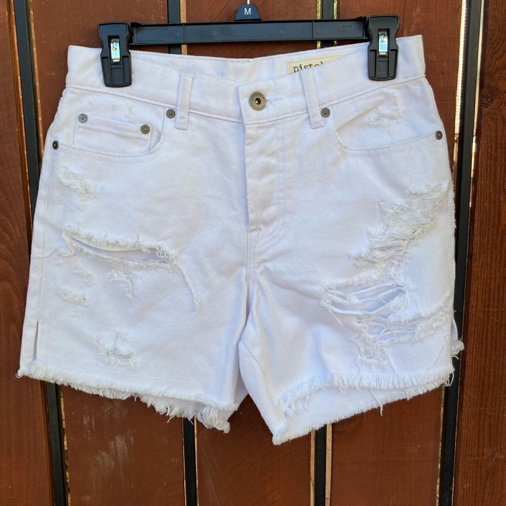 Pistola 5-Pocket Denim Off-White Distressed Shorts size 27